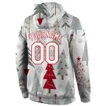 Custom Name & Number Hoodie - 3D Sports Pullover Sweatshirt for Christmas - Gray White Red Design Personalized Stitched Gray