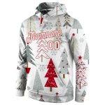 Custom Name & Number Hoodie - 3D Sports Pullover Sweatshirt for Christmas - Gray White Red Design Personalized Stitched Gray