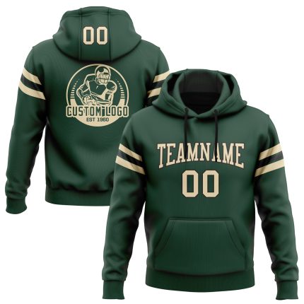 Custom Name Number Green Black Football Hoodie Sweatshirt Personalized Stitched Pullover for Team Personalized Stitched Green