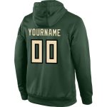 Custom Name Number Sports Hoodie Pullover Sweatshirt Green Cream Black Stitched Team Design Personalized Stitched Green Cream-Black