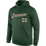 Custom Name Number Sports Hoodie Pullover Sweatshirt Green Cream Black Stitched Team Design Personalized Stitched Green Cream-Black