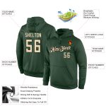 Custom Name Number Sports Hoodie Pullover Sweatshirt Green Cream Black Stitched Team Design Personalized Stitched Green Cream-Black
