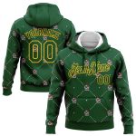 Custom Christmas Dog Hoodie Santa Costume 3D Sports Pullover Sweatshirt with Personalized Name and Number - Stitched Green Gold