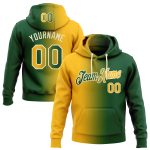 Custom Gradient Hoodie with Name & Number - Personalized Green Gold-Cream Sports Pullover Sweatshirt Personalized Stitched
