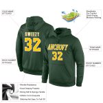 Personalized Green Gold White Sports Hoodie Pullover Sweatshirt for Men Personalized Stitched Green Gold-White Sports Pullover