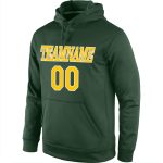 Personalized Green Gold White Sports Hoodie Pullover Sweatshirt for Men Personalized Stitched Green Gold-White Sports Pullover