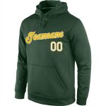 Custom Sports Hoodie with Stitched Name and Number in Green Gold White - Personalized Pullover Sweatshirt Personalized Stitched