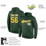 Custom Sports Hoodie with Stitched Name and Number in Green Gold White - Personalized Pullover Sweatshirt Personalized Stitched