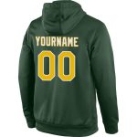 Custom Sports Hoodie with Stitched Name and Number in Green Gold White - Personalized Pullover Sweatshirt Personalized Stitched