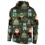 Custom 3D Sports Hoodie with Stitched Name and Number - Green-Cream Christmas Pullover Sweatshirt Personalized Stitched Green