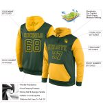 Personalized Green Gold Sports Hoodie Sweatshirt Pullover for Men and Women Personalized Stitched Green Green-Gold Sports