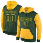 Personalized Green Gold Sports Hoodie Sweatshirt Pullover for Men and Women Personalized Stitched Green Green-Gold Sports
