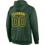 Custom Green Gold Sports Hoodie with Personalized Name and Number - Stitched Pullover Sweatshirt Personalized Stitched Green