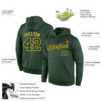 Custom Green Gold Sports Hoodie with Personalized Name and Number - Stitched Pullover Sweatshirt Personalized Stitched Green