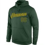 Custom Green Gold Sports Hoodie with Personalized Name and Number - Stitched Pullover Sweatshirt Personalized Stitched Green