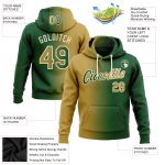Custom Name and Number Sports Hoodie for Team - Personalized Green Old Gold-Cream Gradient Pullover Sweatshirt Personalized