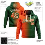 Custom Team Hoodie with Name and Number - Personalized Green Orange Cream Gradient Fashion Sports Pullover Sweatshirt Personalized
