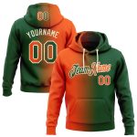 Custom Team Hoodie with Name and Number - Personalized Green Orange Cream Gradient Fashion Sports Pullover Sweatshirt Personalized