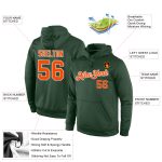 Custom Team Hoodie with Personalized Name & Number - Stitched Green Orange-White Sports Pullover Sweatshirt Personalized