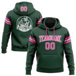 Custom Name Number Football Hoodie Pullover Sweatshirt in Green Pink White - Personalized Team Apparel Personalized Stitched