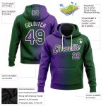 Custom Name and Number Sports Hoodie Sweatshirt in Green Purple-Cream Gradient - Personalized Stitched Fashion Pullover Personalized