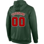 Custom Sports Hoodie with Personalized Name and Number, Stitched Green Red-Black Sweatshirt Pullover Personalized Stitched