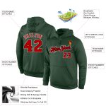 Custom Sports Hoodie with Personalized Name and Number, Stitched Green Red-Black Sweatshirt Pullover Personalized Stitched