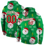 Personalized 3D Christmas Sports Hoodie Stitched in Green Red-White Pullover Sweatshirt Personalized Stitched Green Red-White