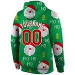 Personalized 3D Christmas Sports Hoodie Stitched in Green Red-White Pullover Sweatshirt Personalized Stitched Green Red-White