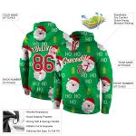 Personalized 3D Christmas Sports Hoodie Stitched in Green Red-White Pullover Sweatshirt Personalized Stitched Green Red-White