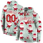 Custom Name Number 3D Christmas Hoodie | Personalized Sports Pullover Sweatshirt in Green, Red, and White Personalized Stitched