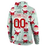 Custom Name Number 3D Christmas Hoodie | Personalized Sports Pullover Sweatshirt in Green, Red, and White Personalized Stitched