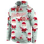 Custom Name Number 3D Christmas Hoodie | Personalized Sports Pullover Sweatshirt in Green, Red, and White Personalized Stitched