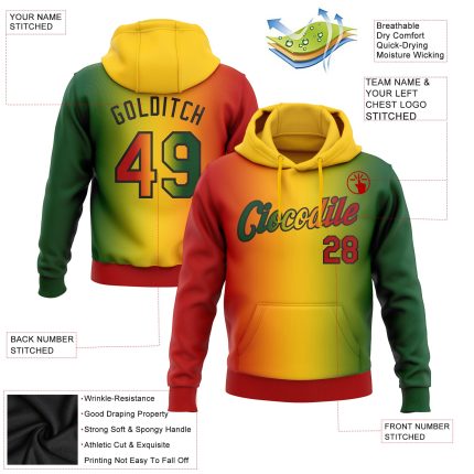 Custom 3D Pattern Gradient Sports Hoodie for Black History Month - Personalized Stitched Name & Number Pullover Sweatshirt