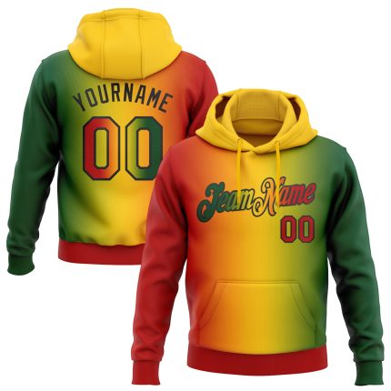 Custom 3D Pattern Gradient Sports Hoodie for Black History Month - Personalized Stitched Name & Number Pullover Sweatshirt