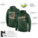 Custom Vintage USA Flag Sweatshirt Hoodie with Stitched Name and Number - Green Cream Pullover for Sports Team Personalized
