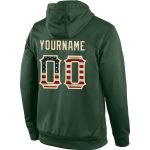 Custom Vintage USA Flag Sweatshirt Hoodie with Stitched Name and Number - Green Cream Pullover for Sports Team Personalized