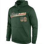 Custom Vintage USA Flag Sweatshirt Hoodie with Stitched Name and Number - Green Cream Pullover for Sports Team Personalized