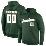 Custom Team Name Number Stitched Hoodie Sports Pullover Sweatshirt Green White-Cream Personalized Stitched Green White-Cream