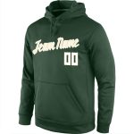 Custom Team Name Number Stitched Hoodie Sports Pullover Sweatshirt Green White-Cream Personalized Stitched Green White-Cream