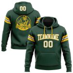 Custom Personalized Green White Gold Football Hoodie Sweatshirt with Name and Number - Stitched Team Apparel Personalized