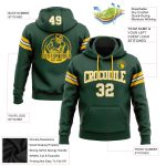 Custom Personalized Green White Gold Football Hoodie Sweatshirt with Name and Number - Stitched Team Apparel Personalized