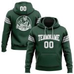 Custom Name and Number Football Hoodie Sweatshirt in Green White Gray - Personalized Stitched Team Gear Personalized Stitched