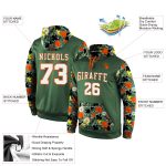 Custom Name and Number Sports Hoodie - Personalized Green White-Orange 3D Pattern Pullover Sweatshirt Personalized Stitched