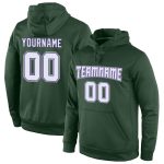Custom Team Sports Hoodie Sweatshirt with Personalized Name and Number - Stitched Green White-Purple Pullover Personalized