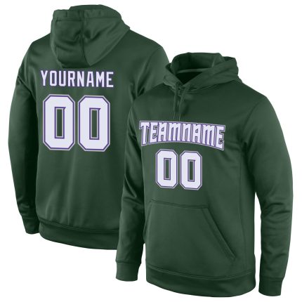 Custom Team Sports Hoodie Sweatshirt with Personalized Name and Number - Stitched Green White-Purple Pullover Personalized