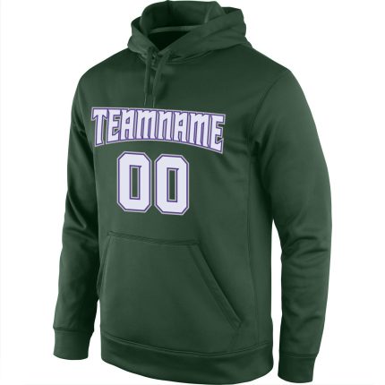 Custom Team Sports Hoodie Sweatshirt with Personalized Name and Number - Stitched Green White-Purple Pullover Personalized