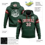 Custom Football Hoodie with Personalized Name and Number - Stitched Green White-Red Pullover Sweatshirt Personalized Stitched