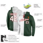 Custom Sports Hoodie with Name & Number - Personalized Green White-Red Split Pullover Sweatshirt Personalized Stitched Green