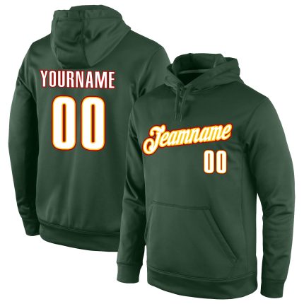 Personalized Stitched Green Red White Sports Hoodie Sweatshirt Pullover for Men Women Personalized Stitched Green White-Red